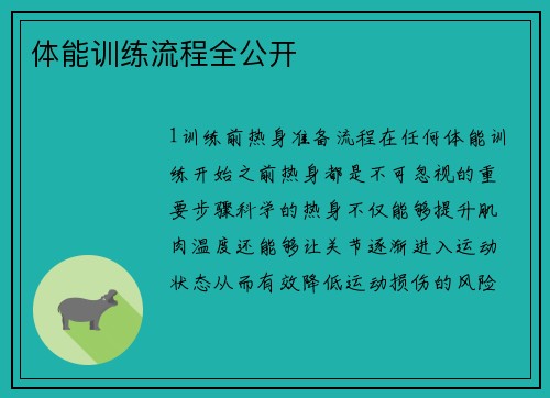 体能训练流程全公开